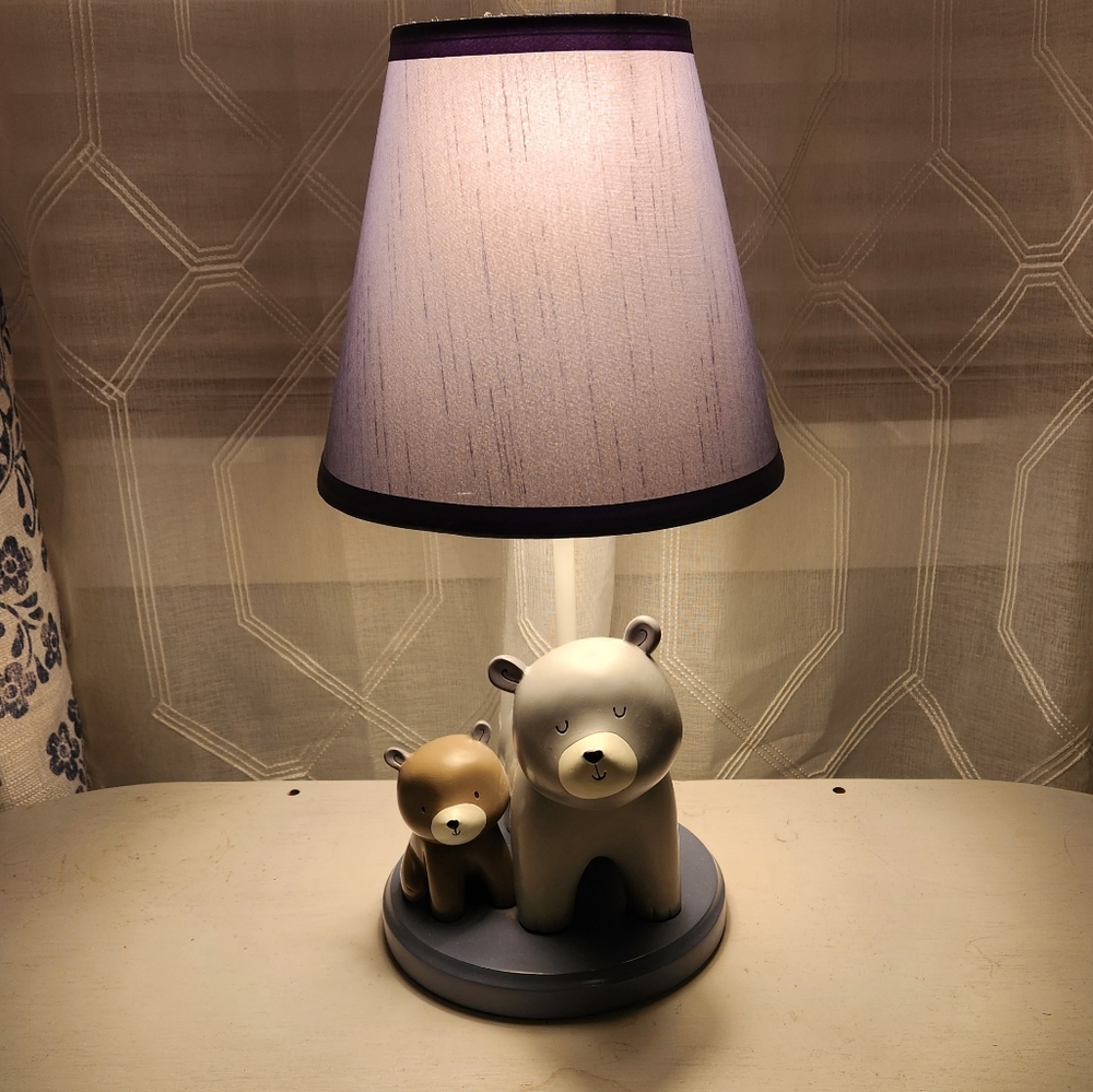 ***RETIRED*** Lambs & Ivy Grey Bears Nursery Lamp